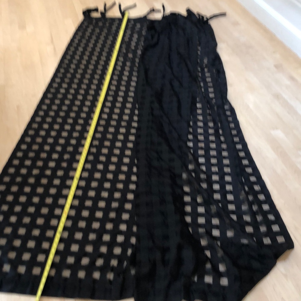 Black Windowpane Pattern Curtains Set Of 2 Panels - image 4